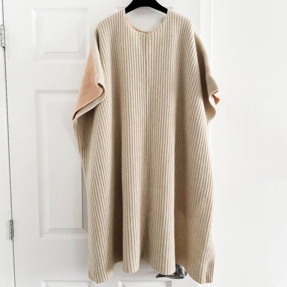 Chloe Ribbed Knit Cashmere Poncho Pink/Beige, size XS/S (fits up to XXL) - Picture 10 of 12
